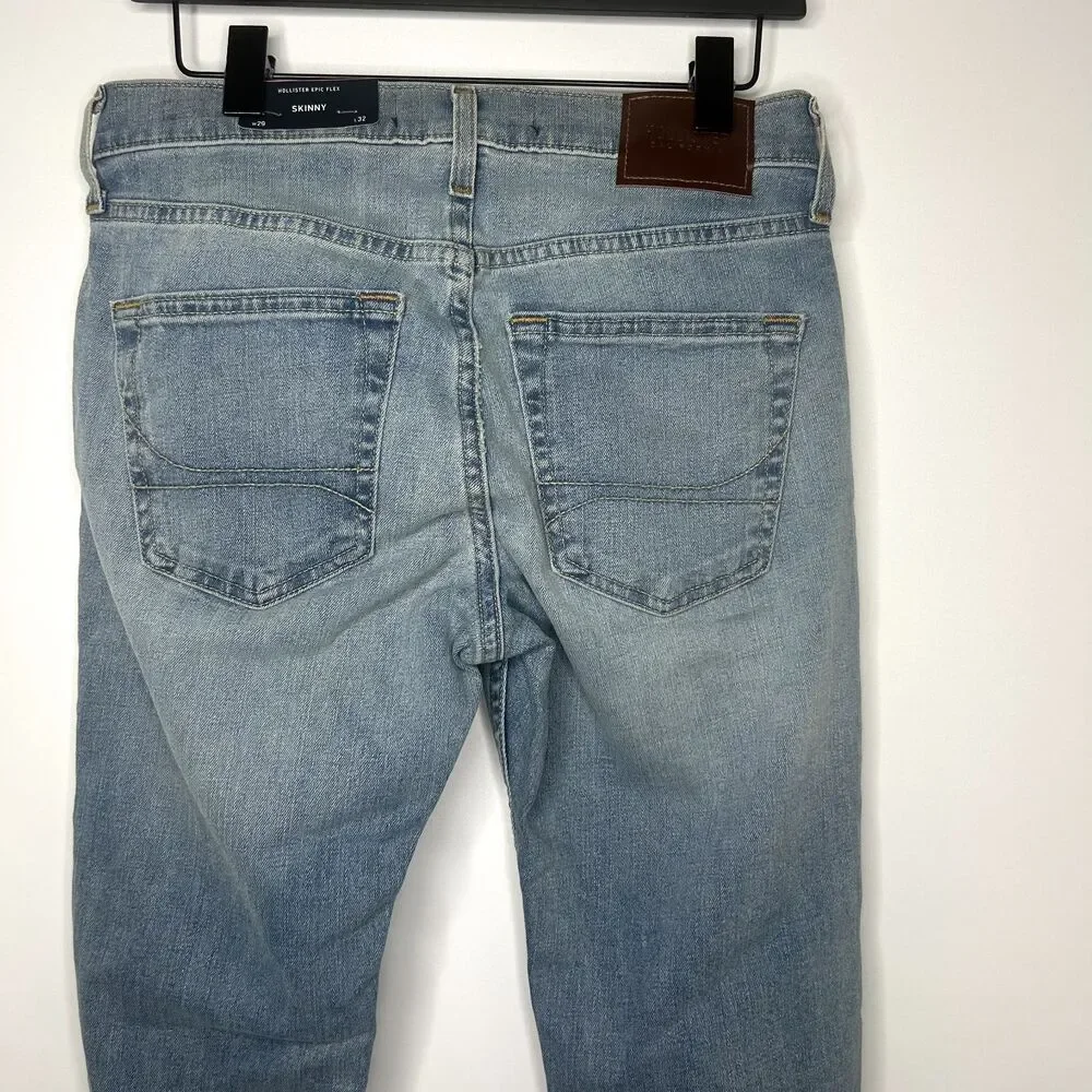 New HOLLISTER Jeans‎ Mens 29W x 32L Skinny Epic Flex Blue Stretch Classic Modern